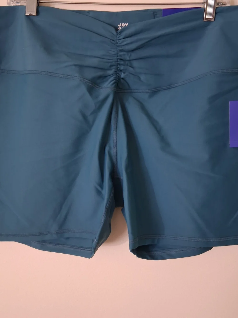 Ruched High-Waist Teal Women's Bike Shorts XXL